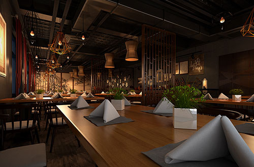 淮安简约大气中式风格餐厅设计装修效果图